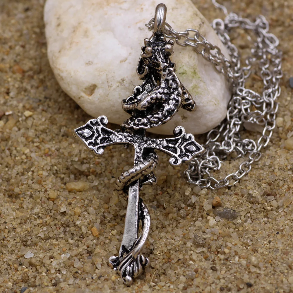 Youe shone мужское серебряное ожерелье с кулоном в виде креста дракона|cross pendant