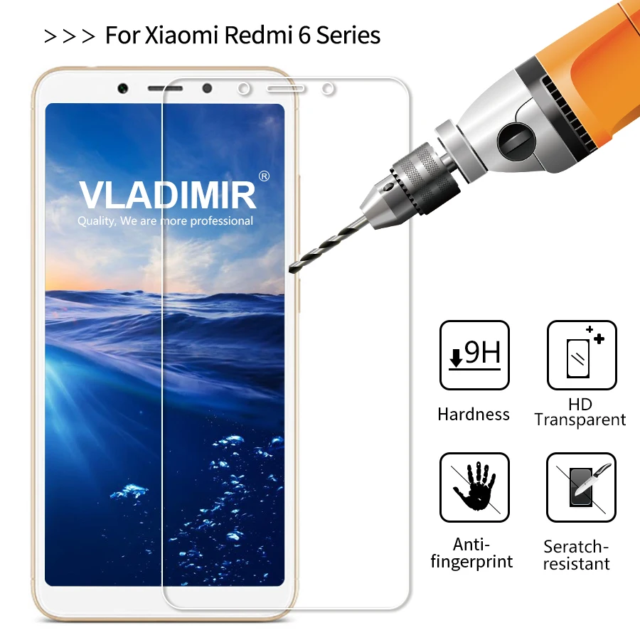 Владимир 2 шт. закаленное Стекло для Xiaomi Redmi 6 защитная пленка протектор экрана 2.5D