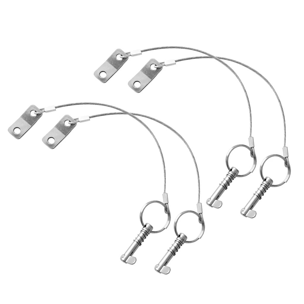

Pack 4 Quick Release Pin with Lanyard Marine Boat Yacht Top Deck Hinge Fitting Accessories High polished head side