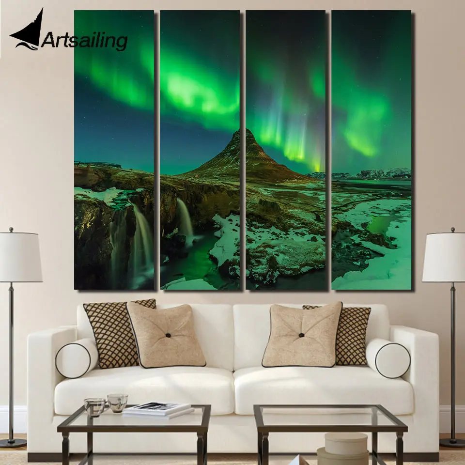4 шт. холст картины для гостиная Аврора вулканической Современные настенные