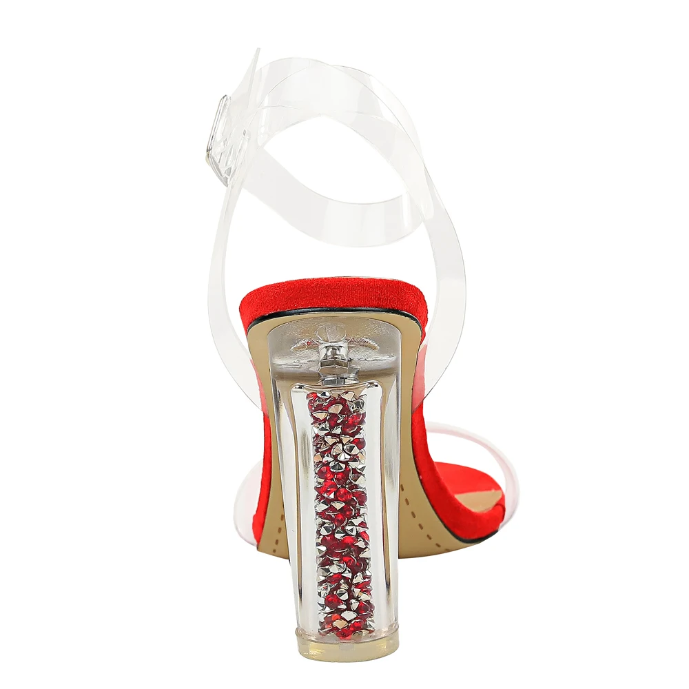 2019 г. летние женские сандалии гладиаторы из ПВХ на высоком квадратном каблуке