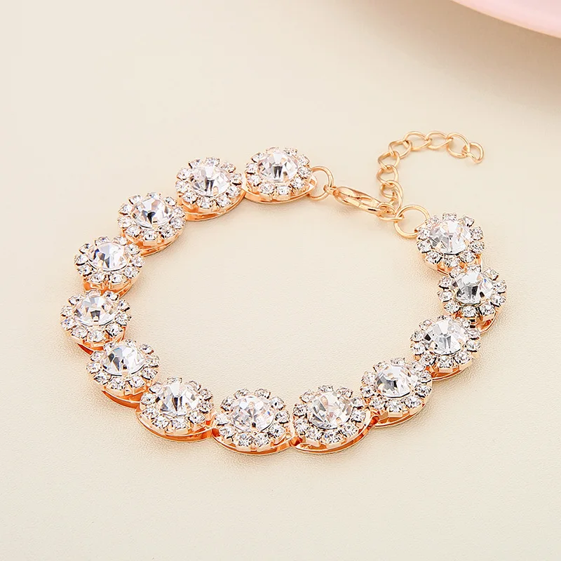 Женский набор свадебных украшений SLBRIDAL золотистого цвета стразы сплав ожерелье