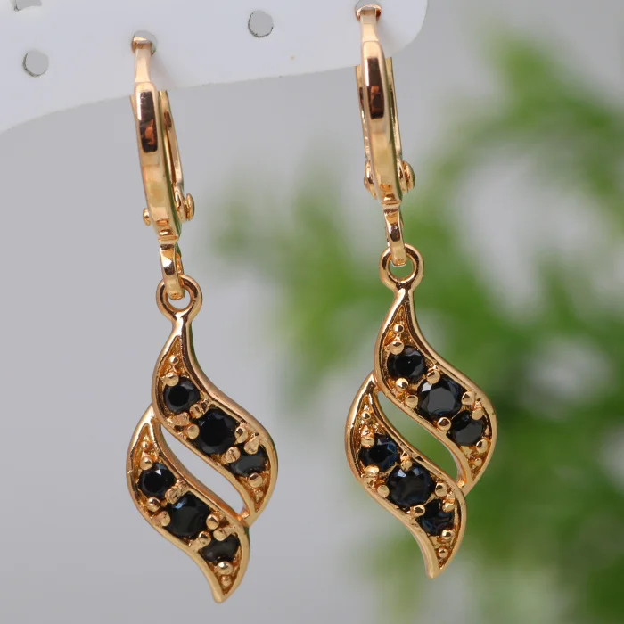

Fashion cz gold Black Zircon earrings fashion jewelry Free shipping AE014