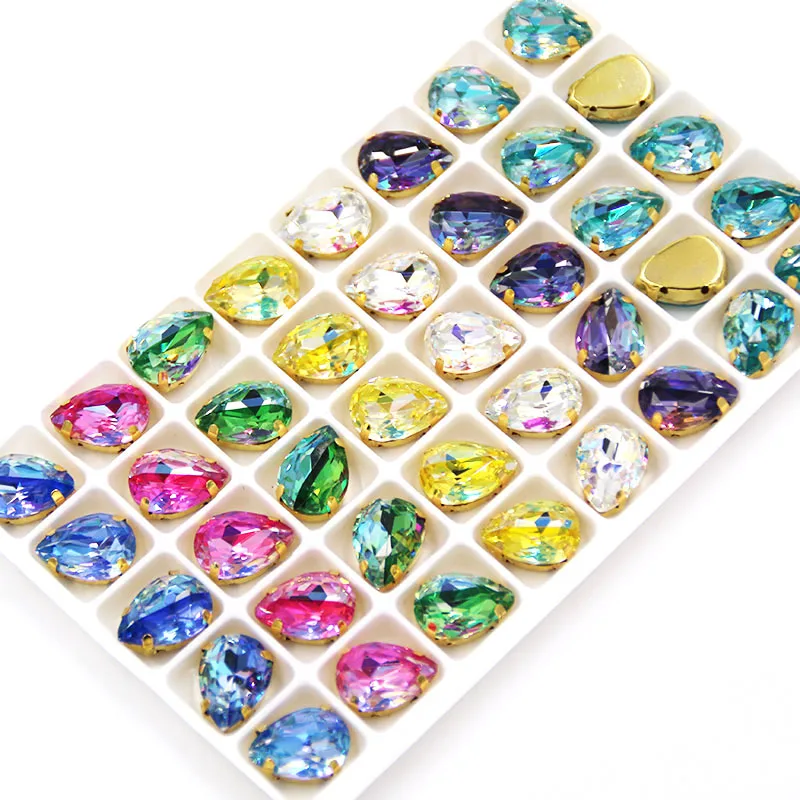 Бесплатная доставка Золотая основа в форме слезы лазерный стеклянный