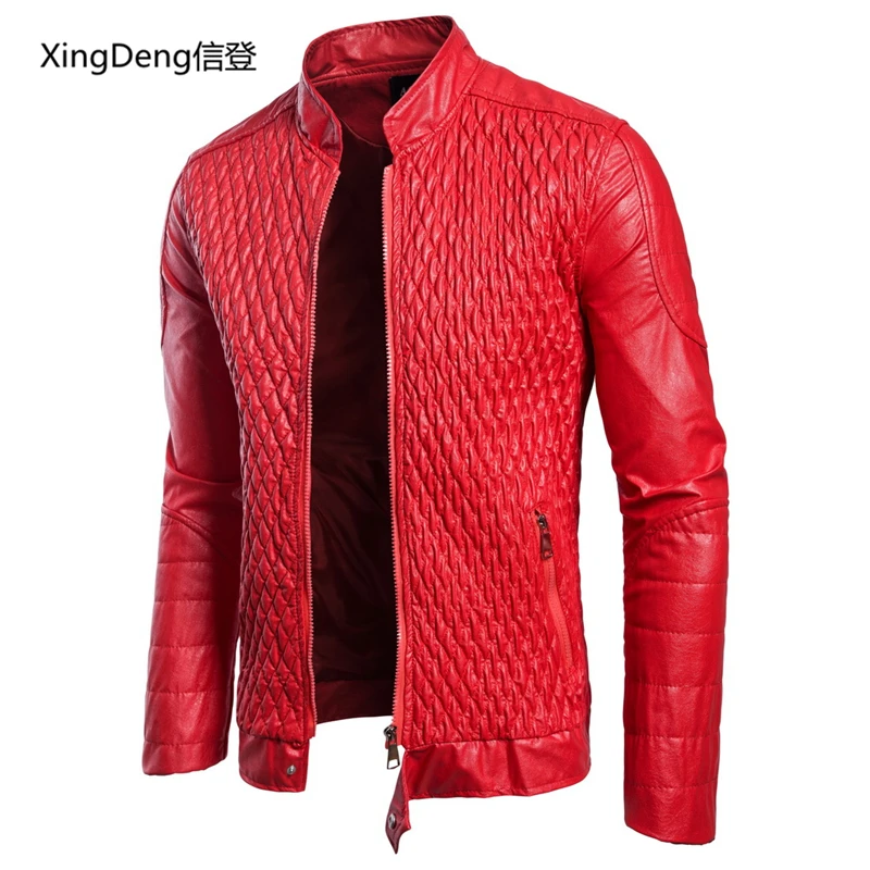 Куртка XingDeng мужская кожаная повседневная мотоциклетная модная верхняя одежда на