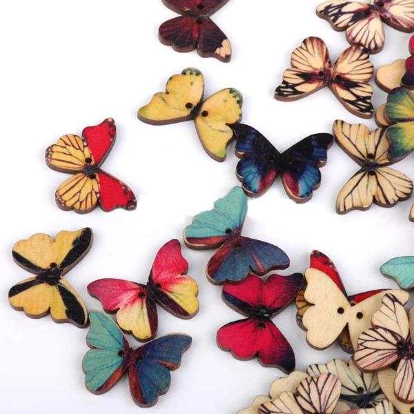 

50x wooden Colored butterfly craft scrapbooking card making Christmas cracker DIY embellishment kids children handcrafts supply