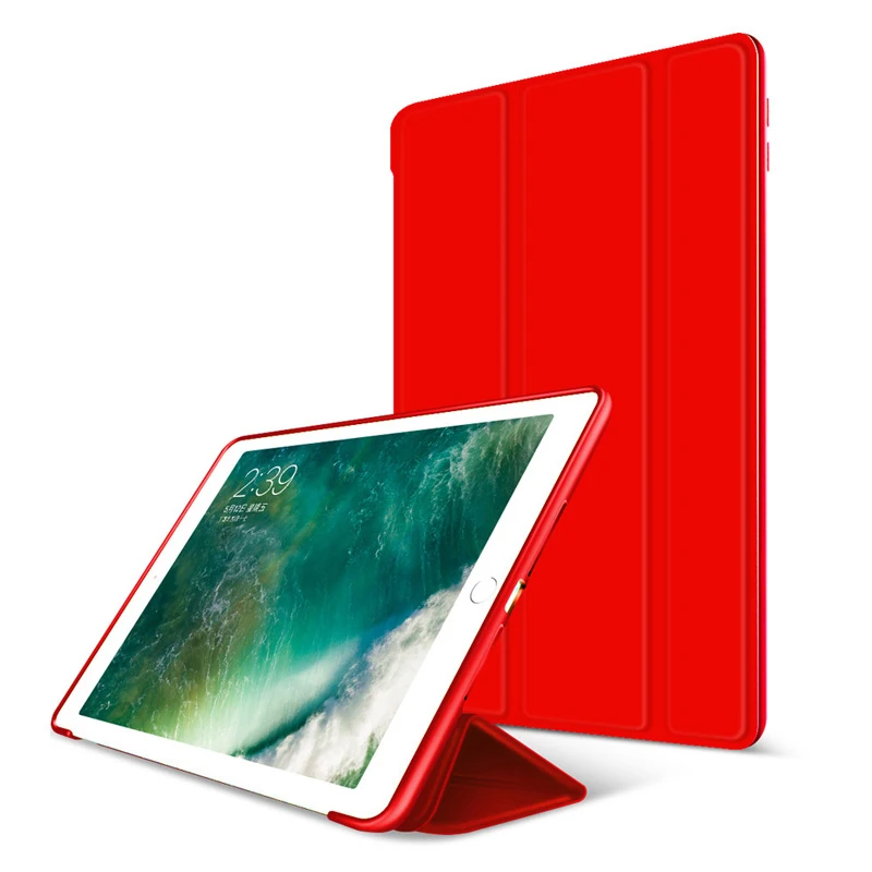 Red Чехол на айпад 9.7 Мягкая задняя крышка силикона для Apple iPad чехол 9,7-дюймовый TPU для iPad A1822 A1823 Флип смарт чехол - Цвет: Red