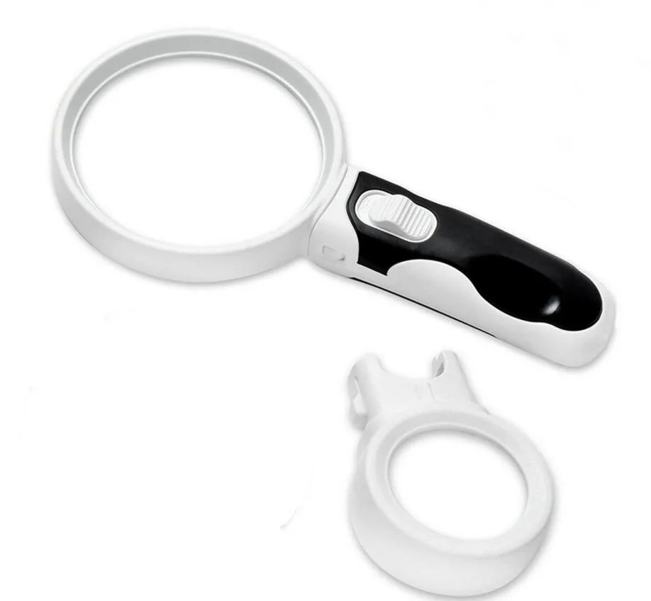 

5X 10X 2pcs Lenses LED Illluminated Old Man Reading Magnifying Glass Magnifier Handheld Educational Gift Toy Reading Glasses