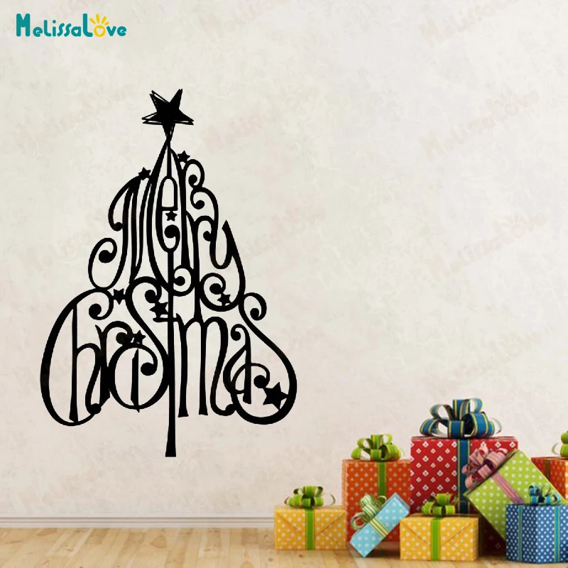 

Christmas Decal Xmas Tree Star Decoration Festival Decor Happy Holidays Waterproof Window Removable Vinyl Wall Stickers B845