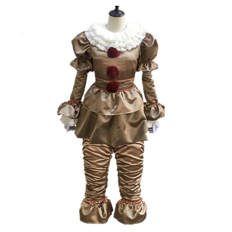 Golden costume Стивен Кинг это пеннивайз маскарадные костюмы страшный костюм Джокера Необычные раздельные маски Хэллоуин вечерние маски клоуна для взрослых мужчин и женщин - Цвет: Golden costume