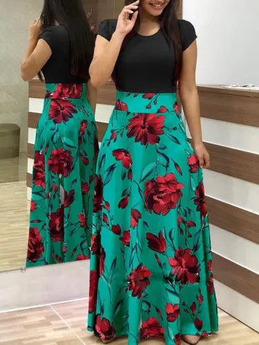Женские летние Boho повседневные Длинные вечерние юбки женская одежда цветочный