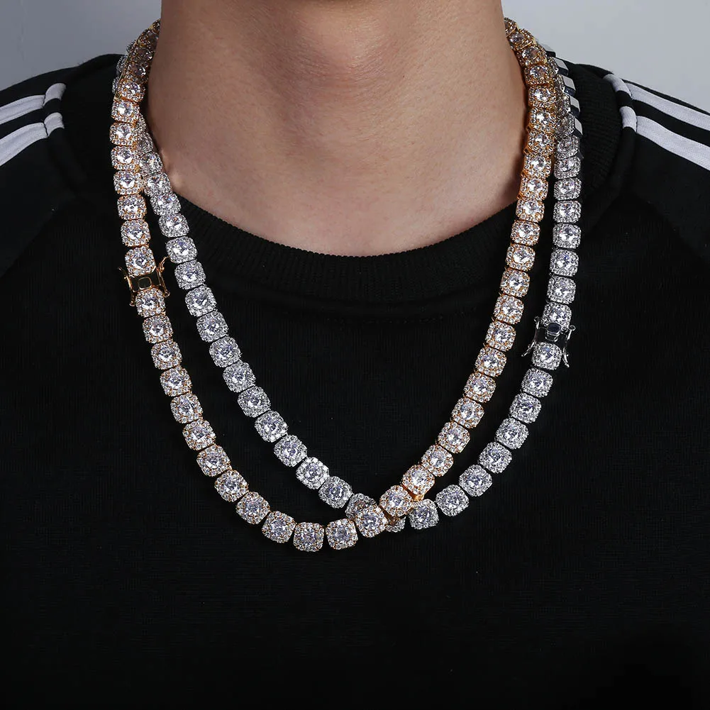 Ожерелье GUCY в стиле хип хоп позолоченное серебряное покрытие 10 мм микрозакрепка