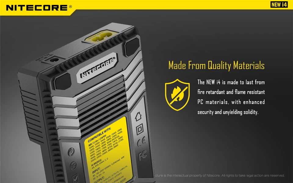 Nitecore, новинка, зарядное устройство I4, 18650, 14500, 16340, 26650, ЖК-дисплей, литий-ионный, быстрое зарядное устройство, 12 В, зарядное устройство для AA, AAA, автомобильное зарядное устройство, C2