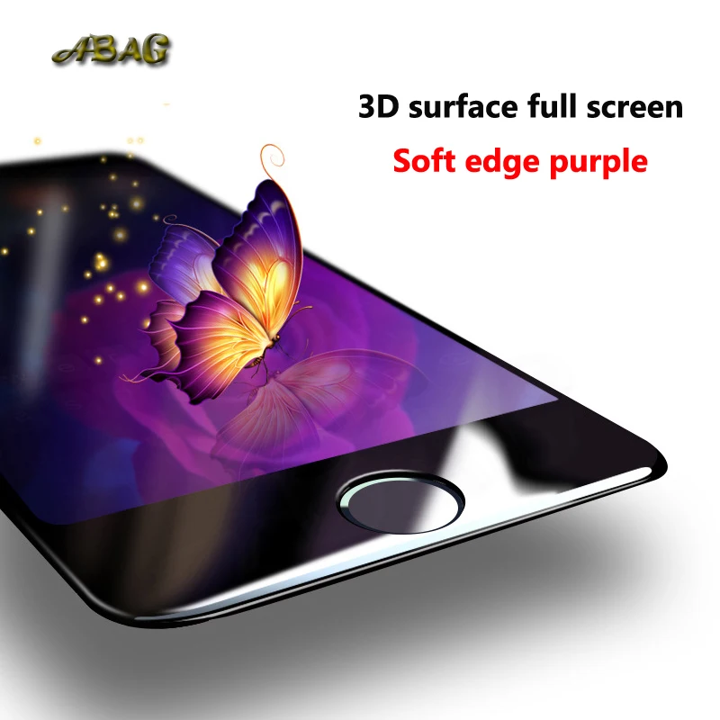 Закаленная 3d-пленка для iphone7 8 защита на весь экран с мягкими краями фиолетовая