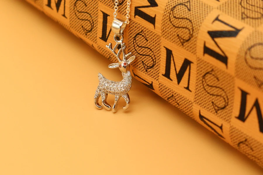 10pcs cute tiny animal spotted deer pendant women necklace gift for her Micro inlays copper jewelry silver plating Rose Gold | Украшения и