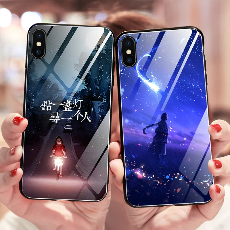 SemgCeKen светящееся закаленное стекло чехол для iPhone 5 5S SE 6 6s 7 8 plus x xs max xr роскошный