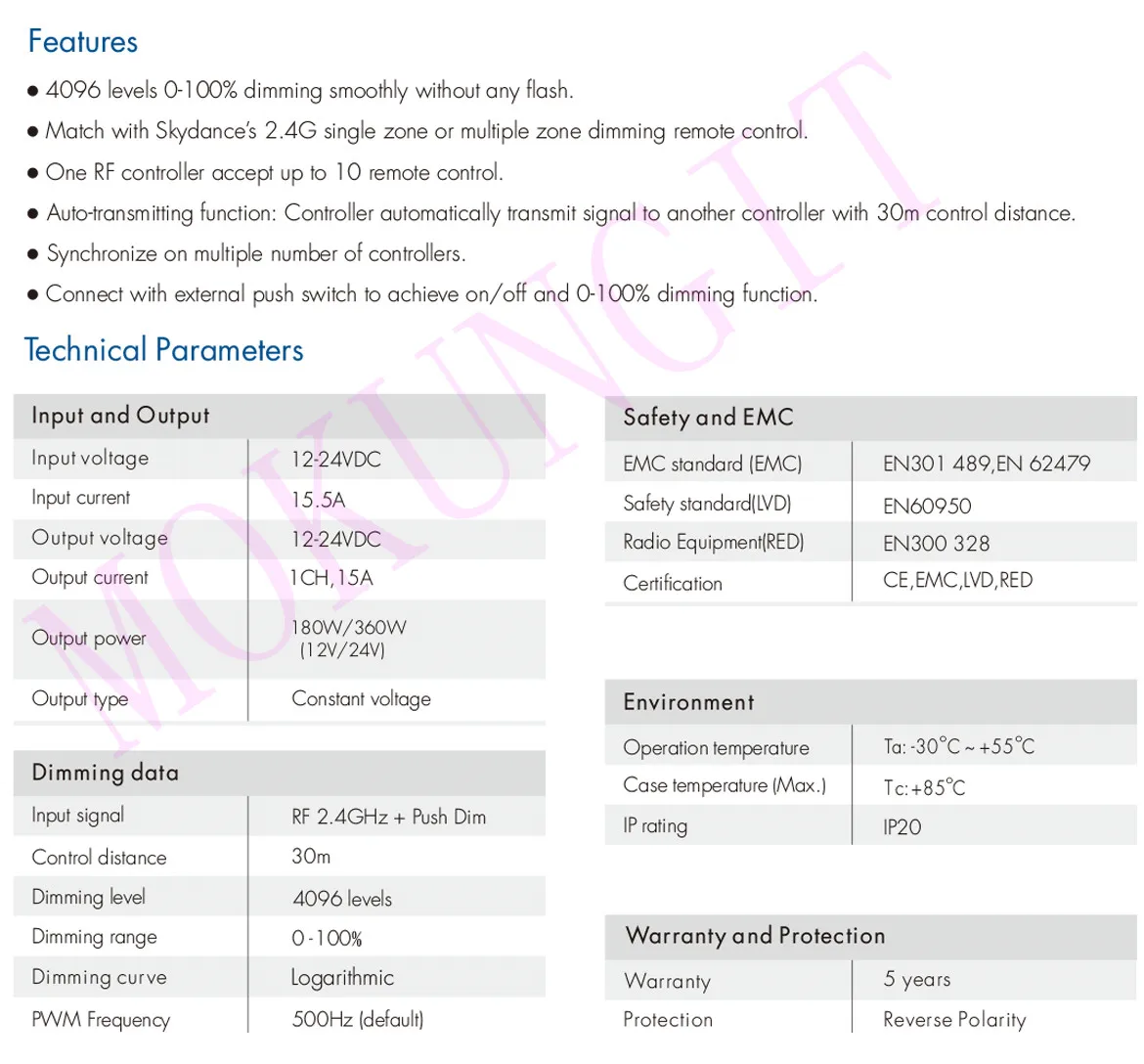 1CH* 15A 12-24VDC CV контроллер(Push Dim) V1-L диммер V1-L контроллер