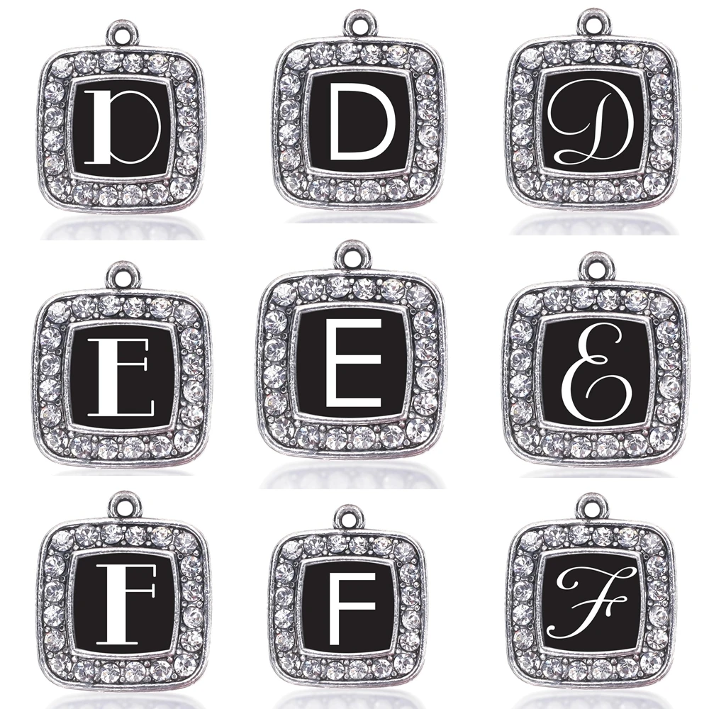 

MY INITIALS - LETTER D E F SQUARE CIRCLE CHARM