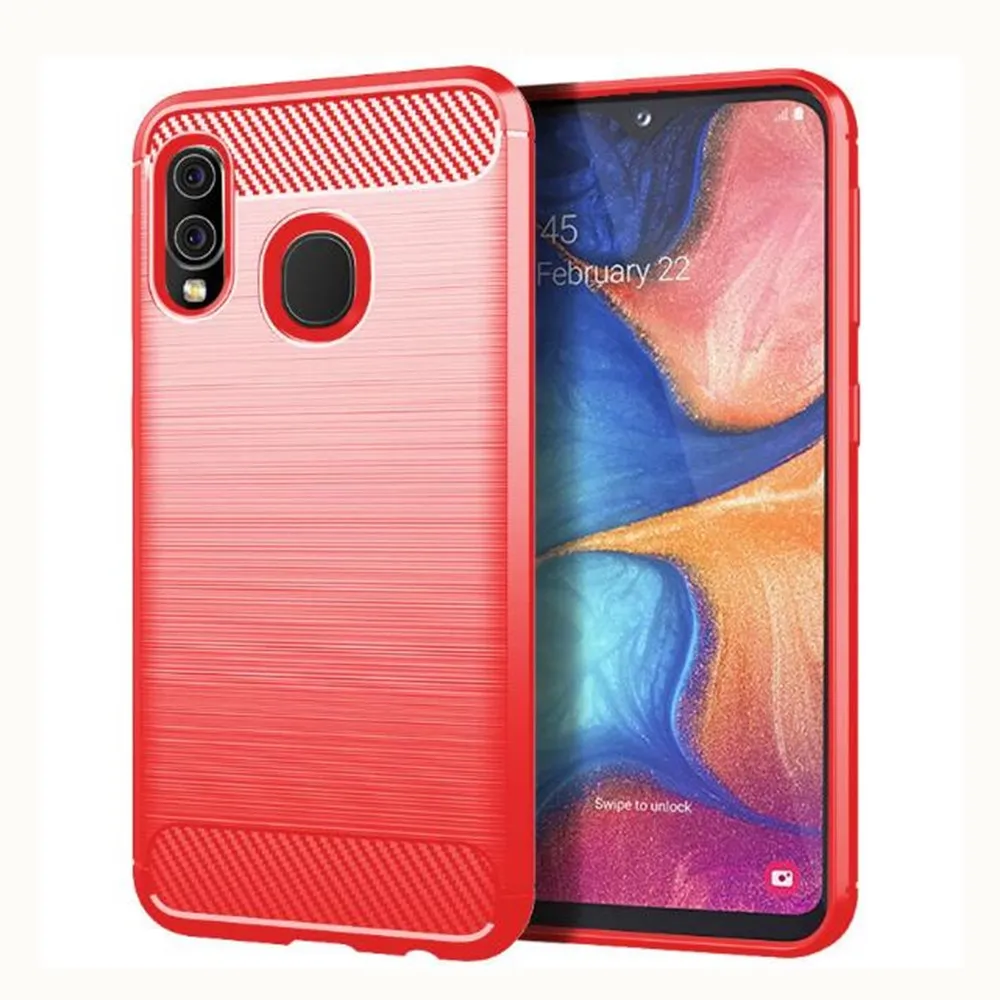 Чехол из углеродного волокна для Samsung Galaxy A20e резиновый силиконовый чехол
