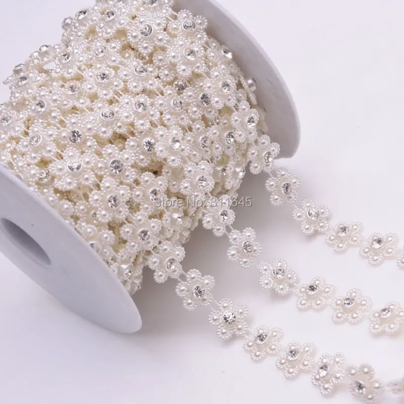 

10yard/roll 14mm Crystal Rhinestone Cup Chain pearl Base For Wedding Dress Decoration Rhinestone Applique Sew on Garment wholesa