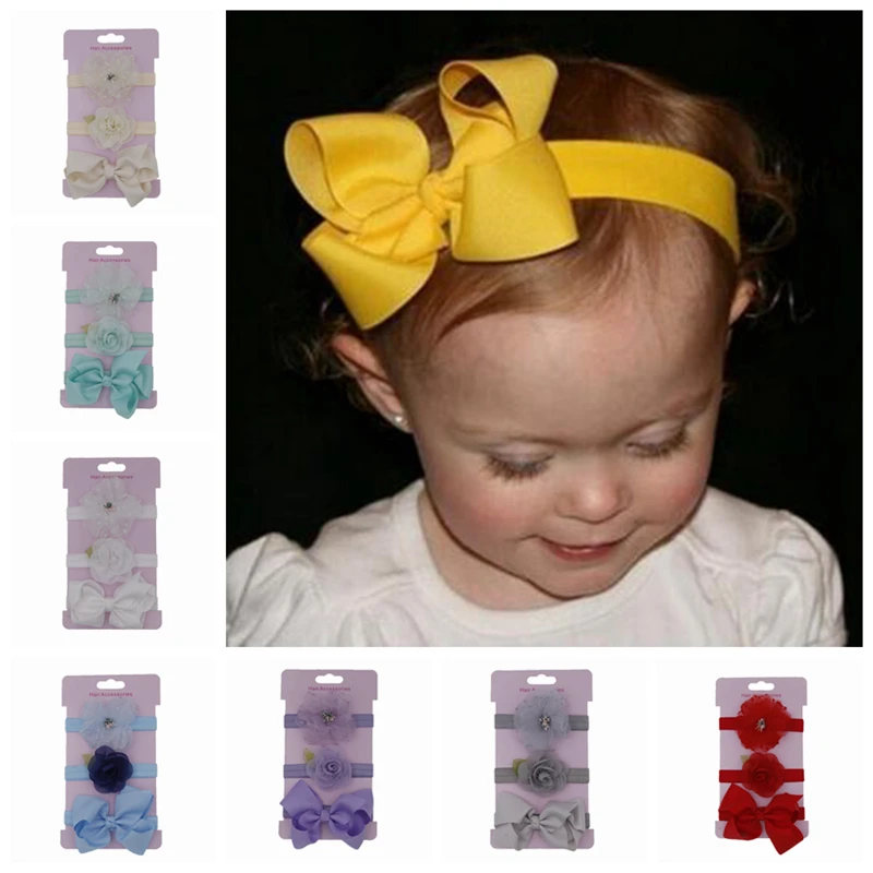 Повязка на голову эластичная с бантом для девочек 3 шт./лот| |