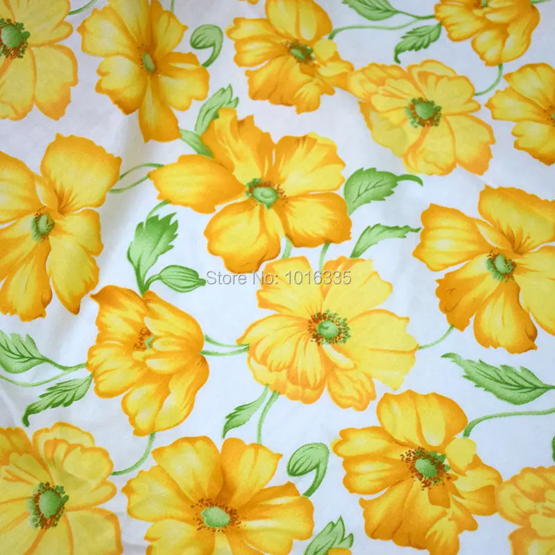 Хлопковая ткань с большим желтым цветочным принтом ширина 160 см Комплект