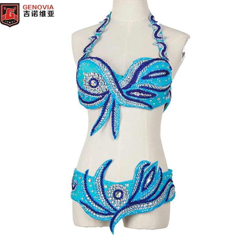 

Luxury Oriental Women Belly Dance Costume Outfit Set Bra Belt Carnival Bollywood 2 PCS