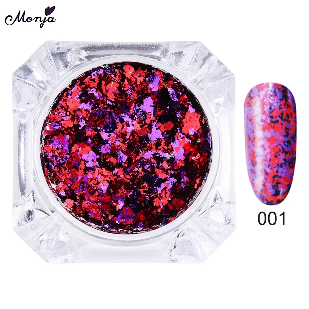 Monja 12 цветов дизайн ногтей фейерверк предметы из металла зеркало фольга порошок 3D