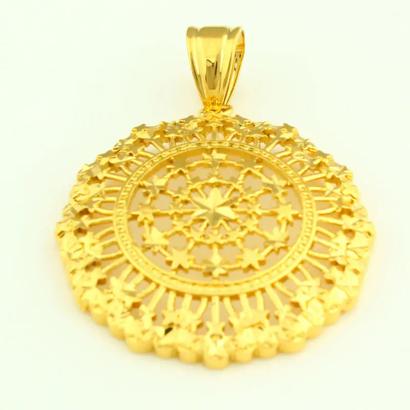 Эфиопский круглый кулон ожерелье для мужчин и женщин Золотой Цвет изысканные