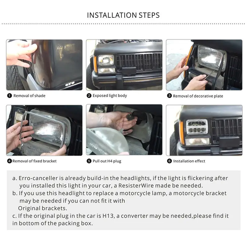 5x7 &quot6x7 светодиодный комплект фар DRL Замена H6054 H5054 H6054LL 69822 6052 6053 для Jeep Wrangler YJ Cherokee