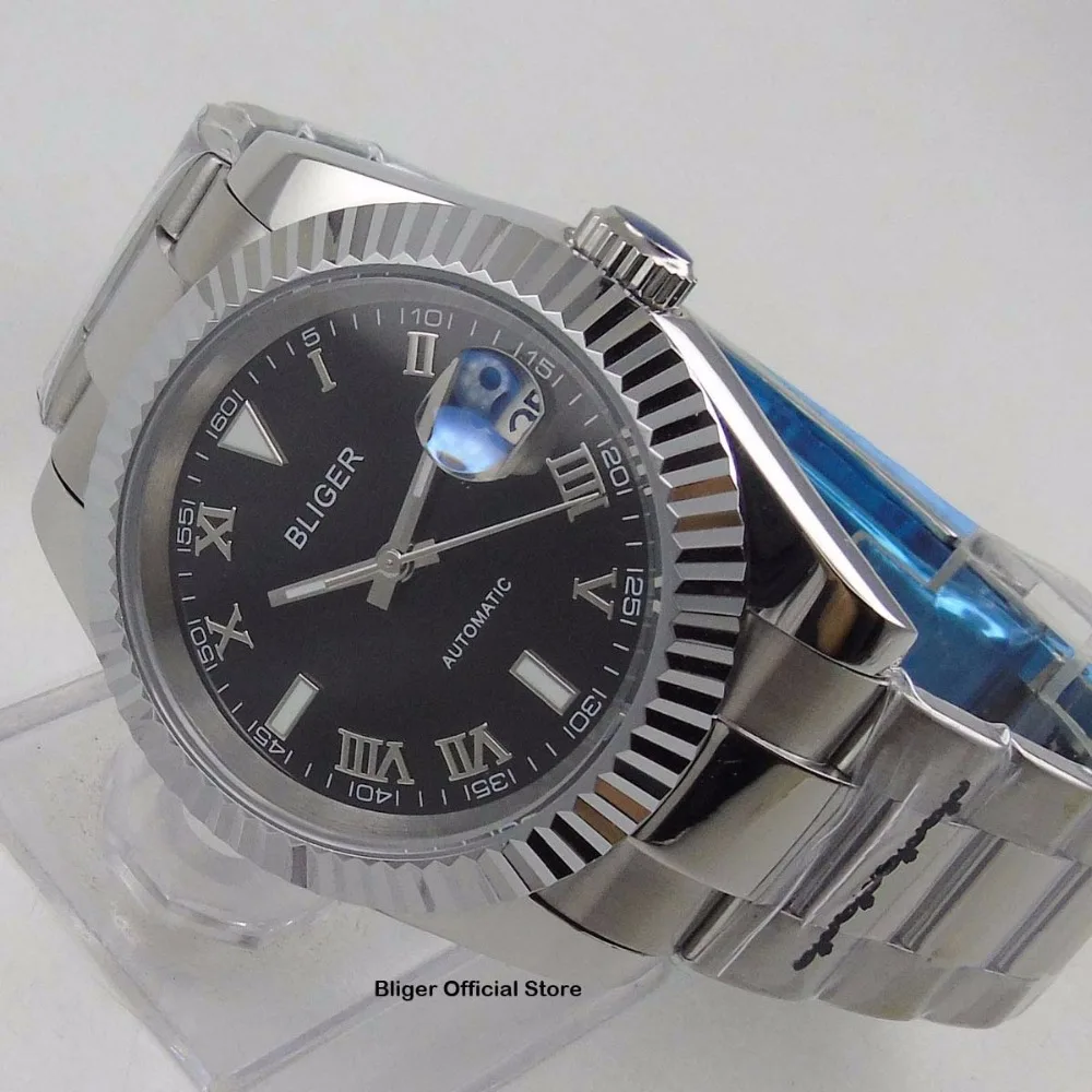 Новое поступление 2019 г. модные мужские часы серебристого цвета с римскими