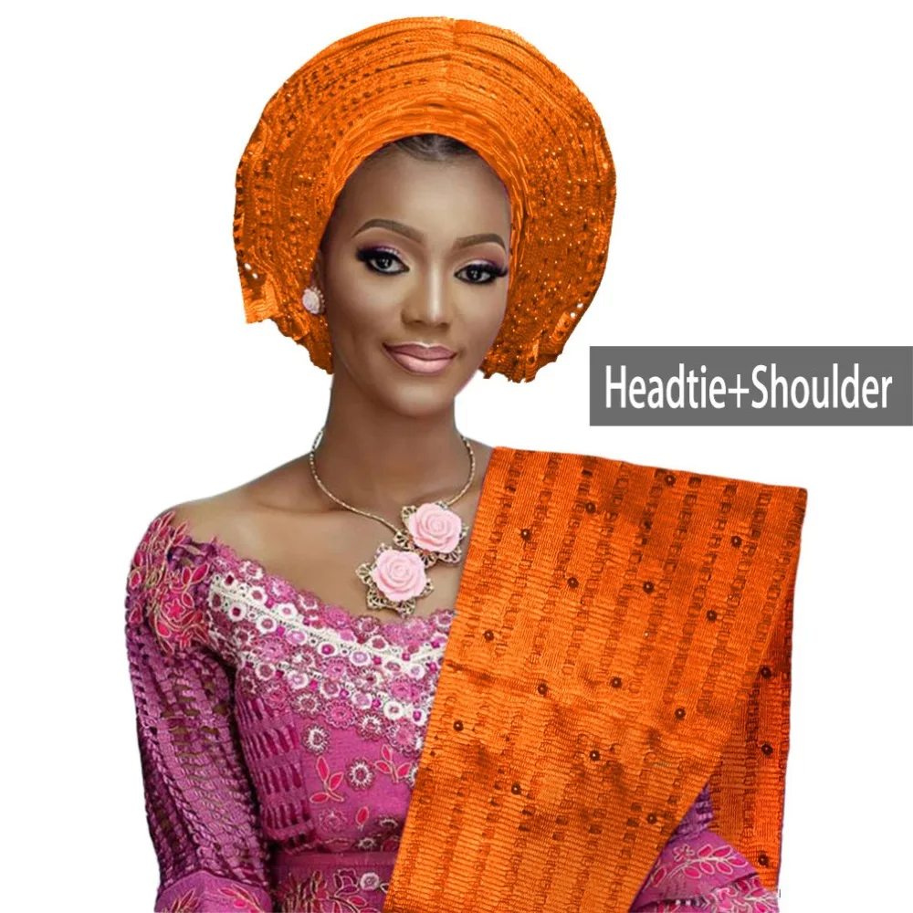Красивый головной убор в нигерийском стиле для женщин aso oke с бисером Африканский