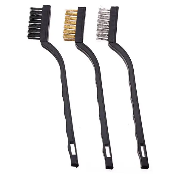 

Fixmee 3pc Mini Wire Brush Set Steel Brass Nylon Bristle For Cleaning