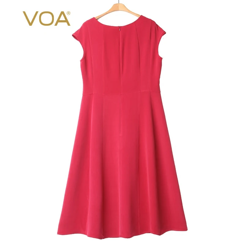 VOA 2017 летнее модное классическое красное шелковое платье новое короткое тонкое