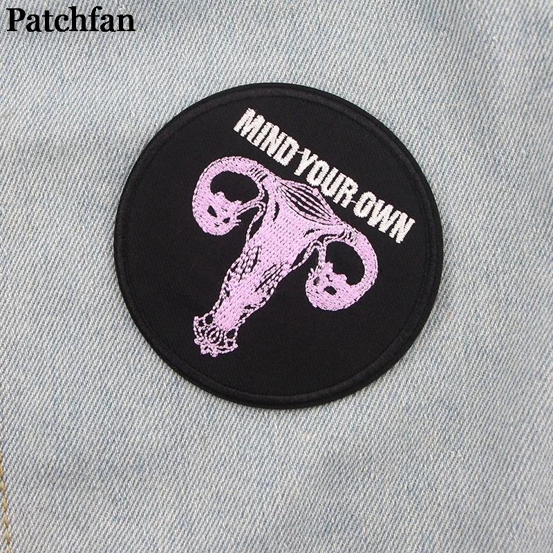 Patchfan Feminist uterus имейте в виду свой собственный DIY Вышивка для аппликации, шитья утюгом на одежде Рюкзак украшения наклейки значки A2229