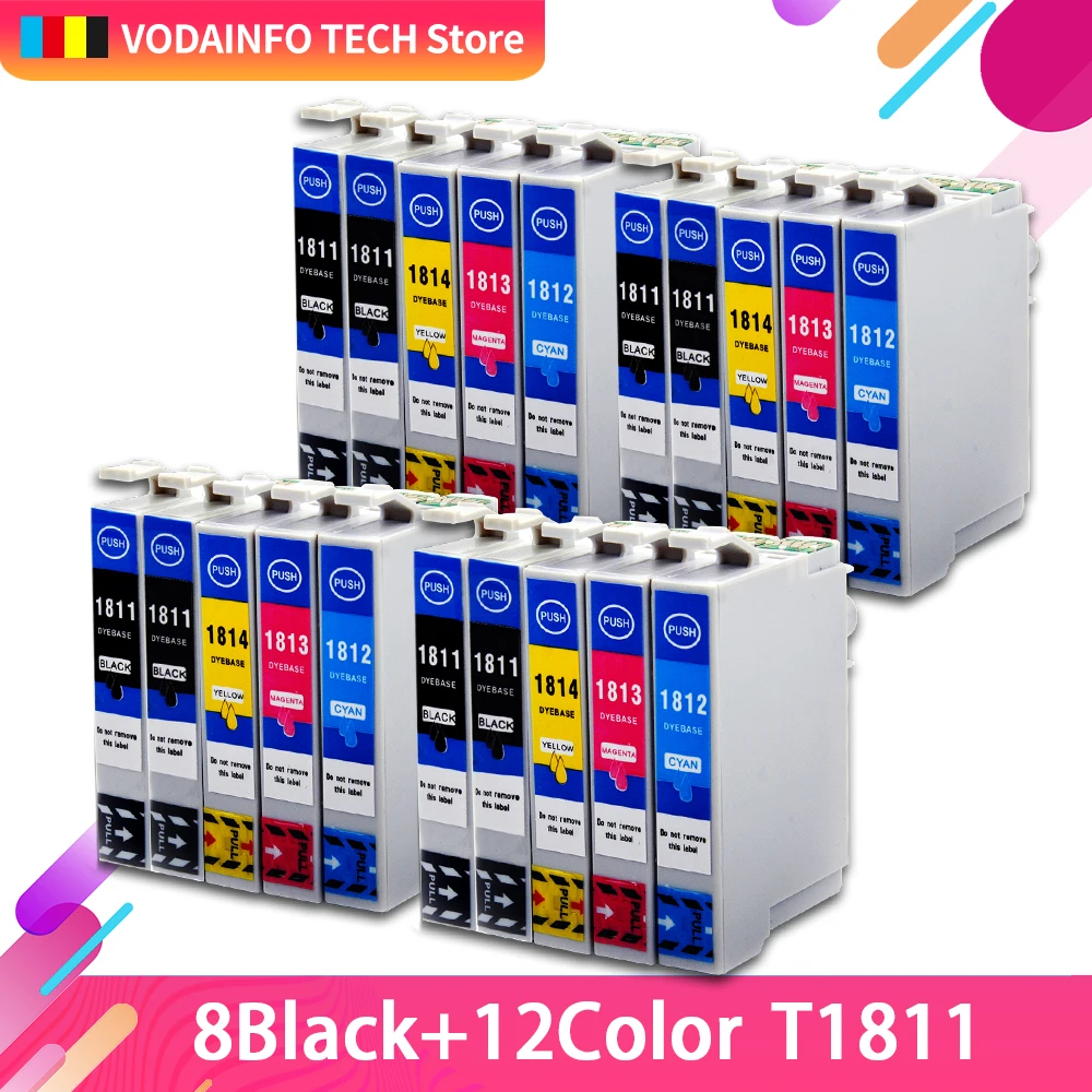 20 чернильных картриджей для совместимых принтеров EPSON 18XL T1811 T1816 XP312 XP205 XP225 XP212 XP215