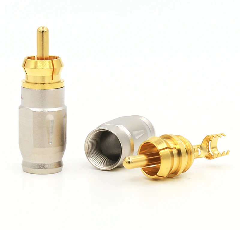 Позолоченный медный RCA штекер диаметром 5 мм rca кабель разъем адаптера аудио