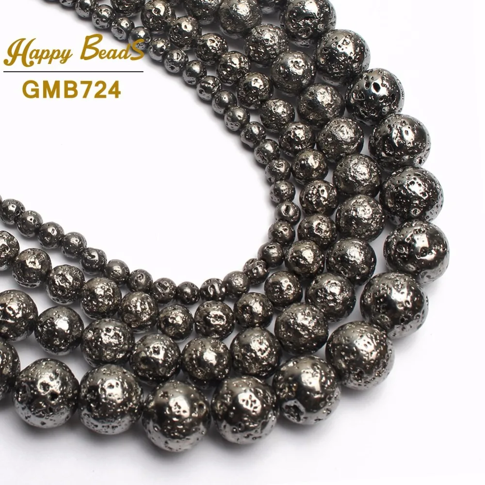 Бусины из натурального камня бусины гематита черной лавы для изготовления