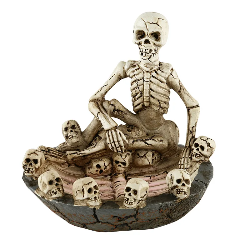 

Пепельница из полимерной смолы с рисунком черепа, костей, скелета, табак для коллекционирования, аксессуары для украшения дома на Хэллоуин
