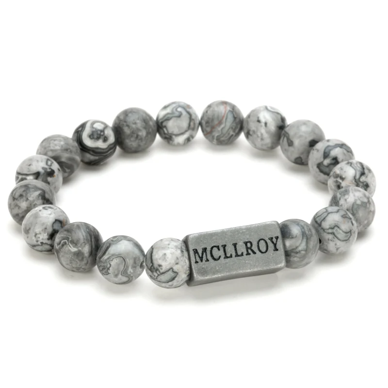 Mcllroy Бусы из натурального камня браслет для мужчин ручная работа нержавеющая
