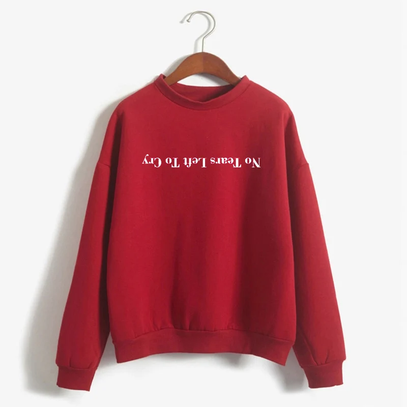 Ariana Grande, толстовка, без слез, для плача, женская, с принтом, Harajuku God Is A Woman, толстовки, пуловер, Cewneck, Теплые Топы - Цвет: Красный