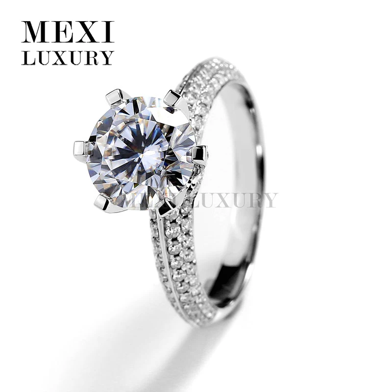 18 К белого золота Обручение кольцо с 2.0ct moissanites обручальные кольца|Кольца| |