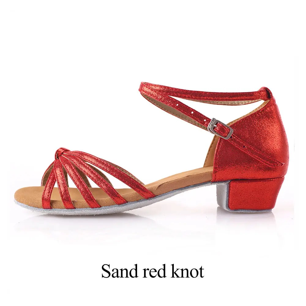 Sand red Новое поступление высокое качество размер 24-41 девушки/женщины дети/дети латинские танцевальные туфли бальные танго кроссовки Низкий каблук танцевальная обувь - Цвет: Sand red