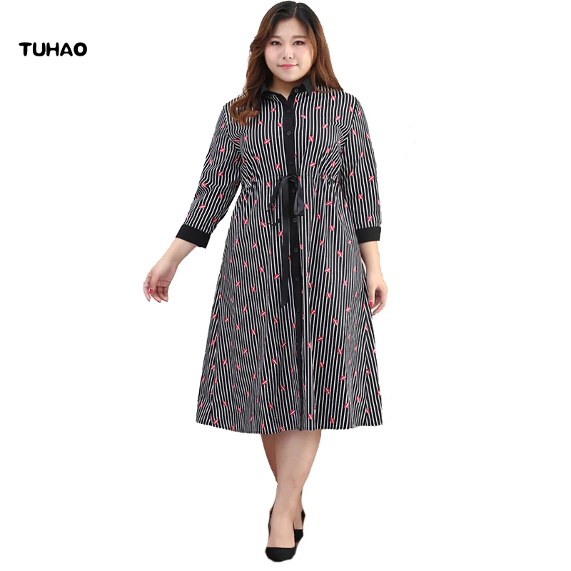 Женские офисные платья TUHAO летние большого размера плюс 10XL 8XL 6XL полосатые с