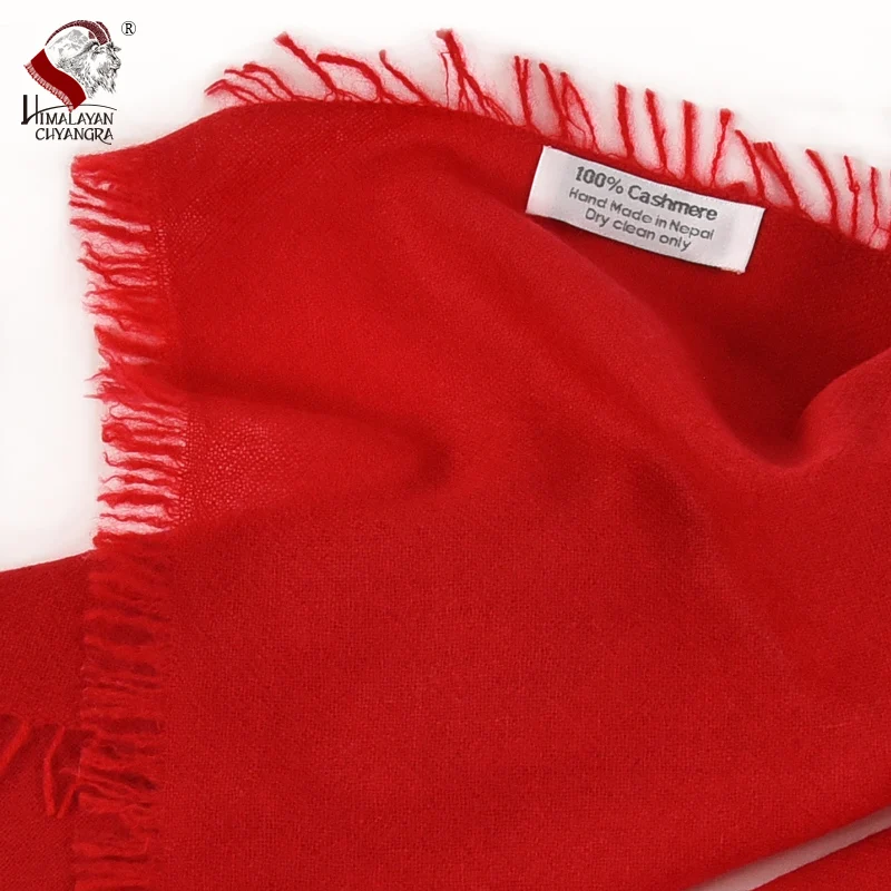Кашемировый темно-серый шарф с четырех сторон бахрома модная и теплая мягкая сделано в Непале экспорт в Японию SGS тест прошел красный