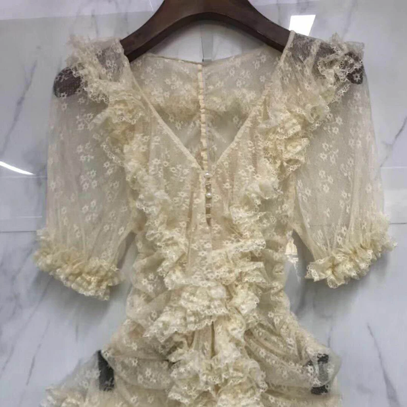 TWOTWINSTYLE лето оборками Женский костюм V образным вырезом короткий рукав жемчужная пуговица рубашка Высокая талия Асимметричная юбка комплект из двух предметов женский