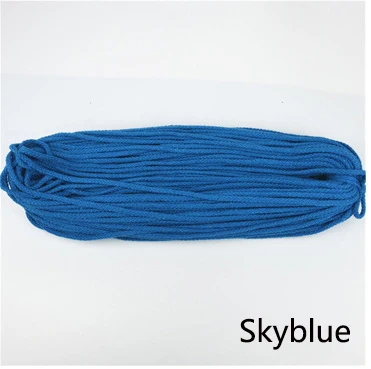 Skyblue 80 метров 7 мм 8 делений круглый хлопок шнур декоративная веревка витой хлопчатобумажный Канат Плетеный шнурок веревки DIY Домашний текстиль ремесло - Цвет: Skyblue