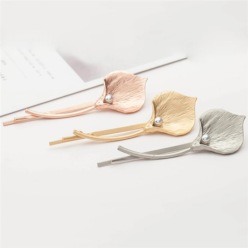 IMIXLOT классические золотые и серебряные заколки для волос Calla Lily аксессуары для волос для женщин металлические зажимы шпилька Имитация Жемчуга Заколка для волос