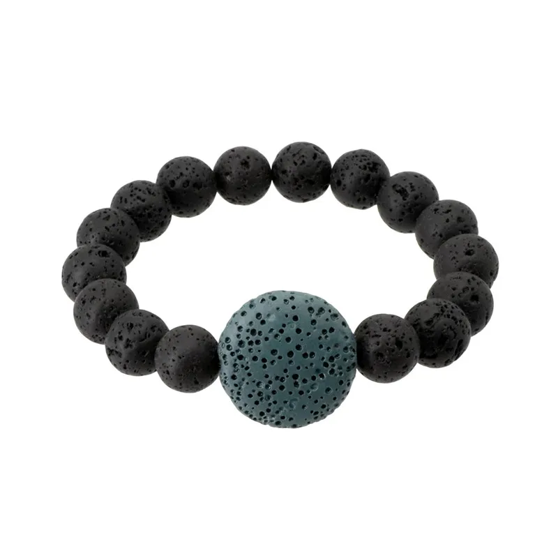 dark blue Круглый браслет из вулканических камней диффузор эфирного масла лава-рок регулируемый браслет из бисера для мужчин и женщин браслет-нитка с шармом - Окраска металла: dark blue