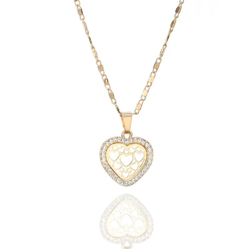 Gold Necklace Миниатюрное ожерелье-чокер с кристаллами в форме сердца для женщин, золотые, серебряные свадебные украшения для помолвки, ожерелье на ключице - Окраска металла: Gold Necklace